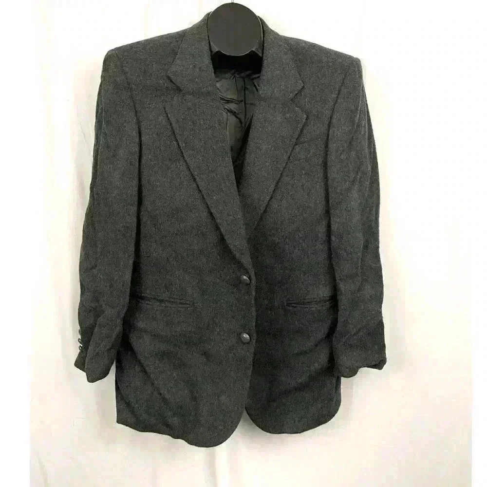 VTG Charcoal 100% Camel‎ Hair Men's Blazer Sports Jacket Lined 40R Made in USA